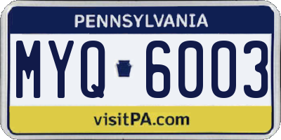 PA license plate MYQ6003