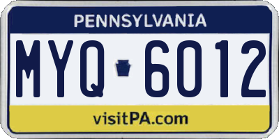PA license plate MYQ6012