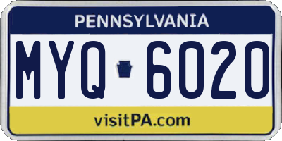 PA license plate MYQ6020