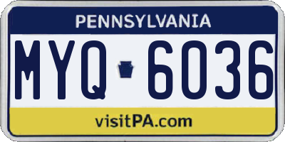 PA license plate MYQ6036