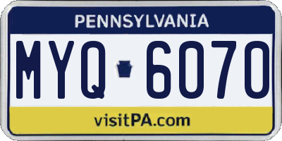 PA license plate MYQ6070