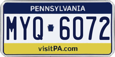 PA license plate MYQ6072