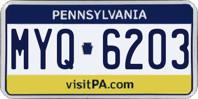 PA license plate MYQ6203