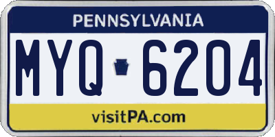 PA license plate MYQ6204