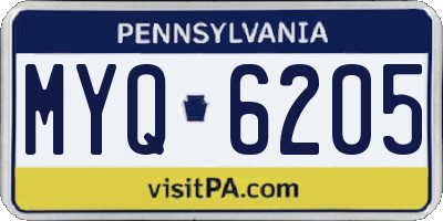 PA license plate MYQ6205