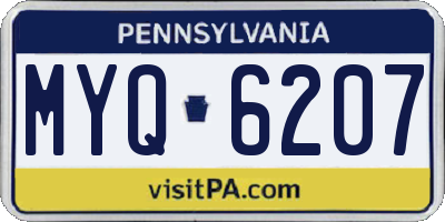 PA license plate MYQ6207