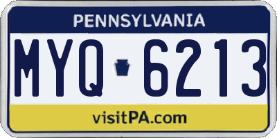 PA license plate MYQ6213
