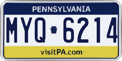 PA license plate MYQ6214