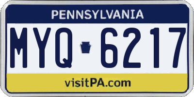 PA license plate MYQ6217