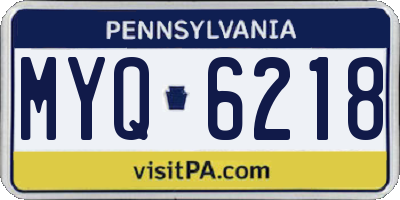 PA license plate MYQ6218