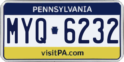 PA license plate MYQ6232