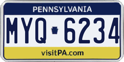 PA license plate MYQ6234