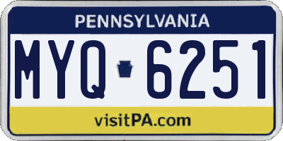 PA license plate MYQ6251