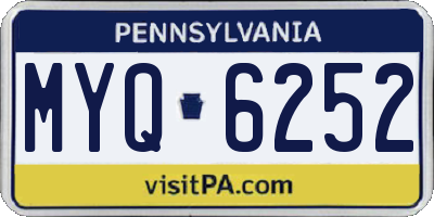 PA license plate MYQ6252