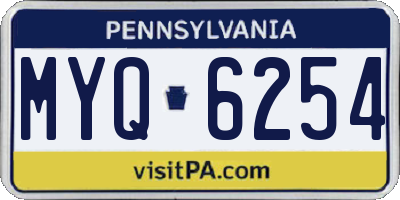 PA license plate MYQ6254