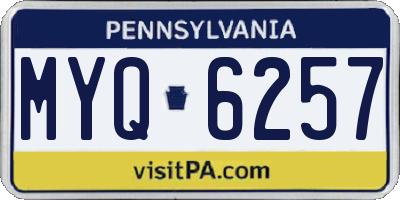 PA license plate MYQ6257