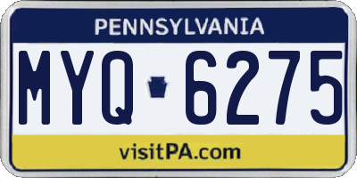PA license plate MYQ6275