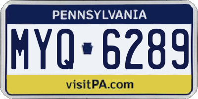 PA license plate MYQ6289
