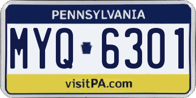 PA license plate MYQ6301
