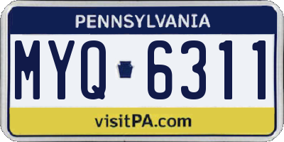 PA license plate MYQ6311