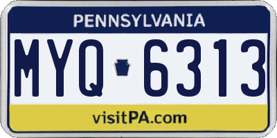 PA license plate MYQ6313
