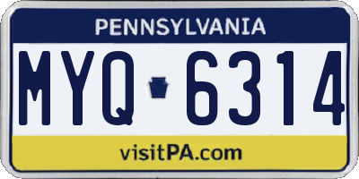 PA license plate MYQ6314