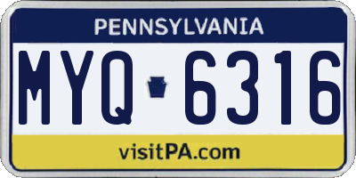 PA license plate MYQ6316