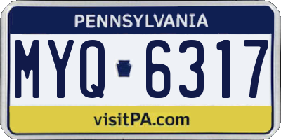 PA license plate MYQ6317