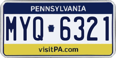 PA license plate MYQ6321