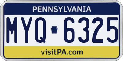 PA license plate MYQ6325