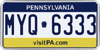 PA license plate MYQ6333
