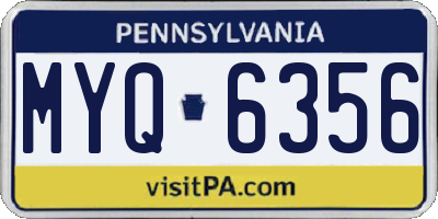 PA license plate MYQ6356