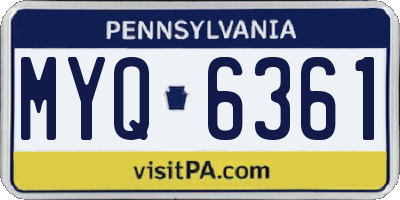 PA license plate MYQ6361