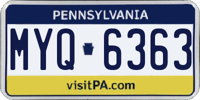 PA license plate MYQ6363