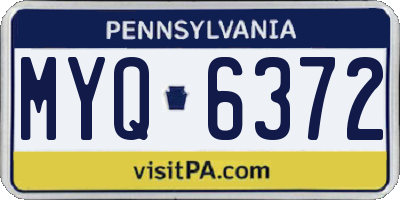PA license plate MYQ6372