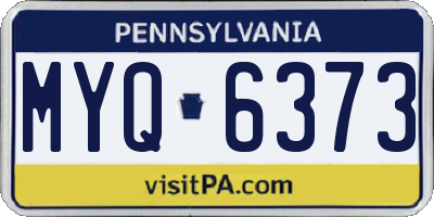 PA license plate MYQ6373