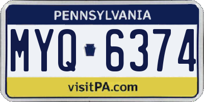 PA license plate MYQ6374