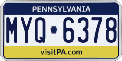 PA license plate MYQ6378