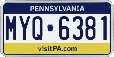 PA license plate MYQ6381