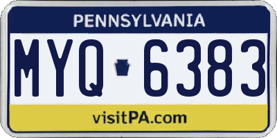 PA license plate MYQ6383