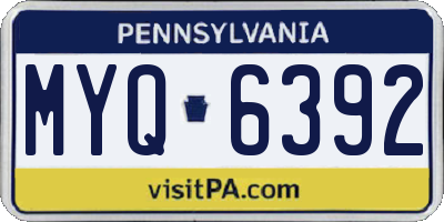 PA license plate MYQ6392