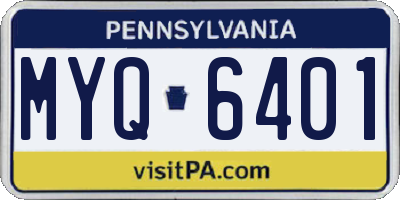PA license plate MYQ6401