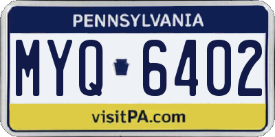 PA license plate MYQ6402