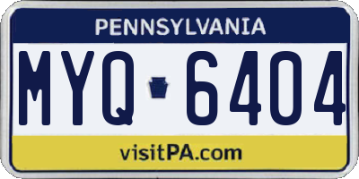 PA license plate MYQ6404