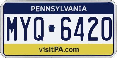 PA license plate MYQ6420