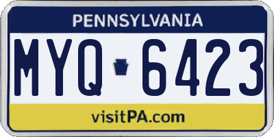 PA license plate MYQ6423