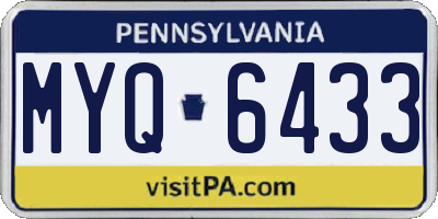 PA license plate MYQ6433