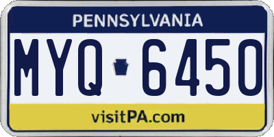 PA license plate MYQ6450