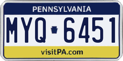 PA license plate MYQ6451