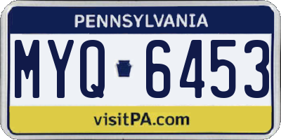 PA license plate MYQ6453